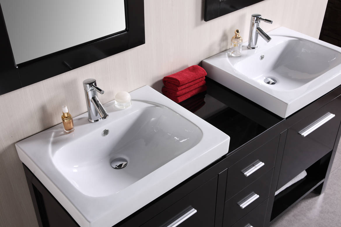 integrated double bathroom sink